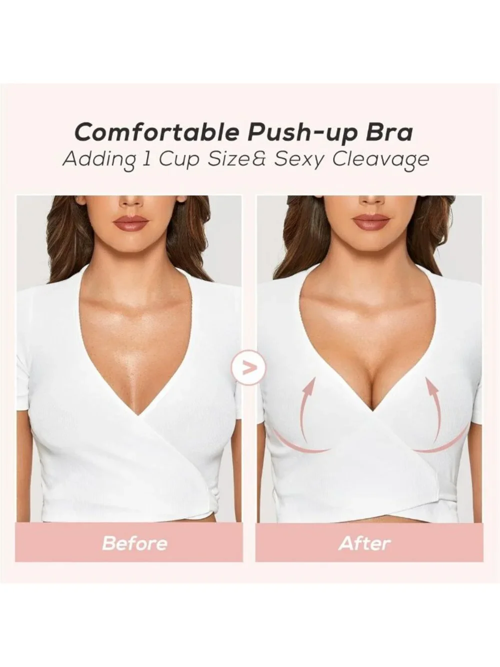 Women's Push Up Bra - Front Closure, Racerback Style, Comfortable Fit